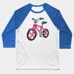 Cute pink kids bicycle cartoon illustration Baseball T-Shirt